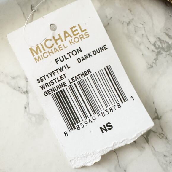 Michael Kors Fulton Dark Dune Top Zip Leather Wristlet Goldtone Hardware - Picture 8 of 10